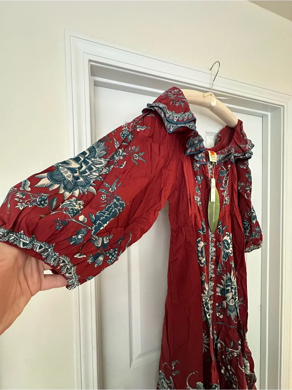 FARM Rio Off-Shoulder Floral Maxi Dress Rust Red Fall Autumn Fashion Sexy Boho